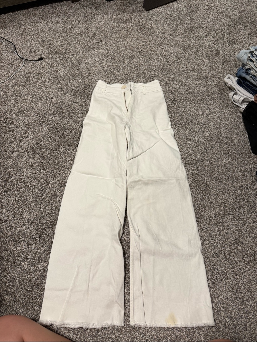 Zara Off-White High-Rise Wide Leg Pants